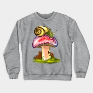 Snail chillin on a Mushroom. Crewneck Sweatshirt